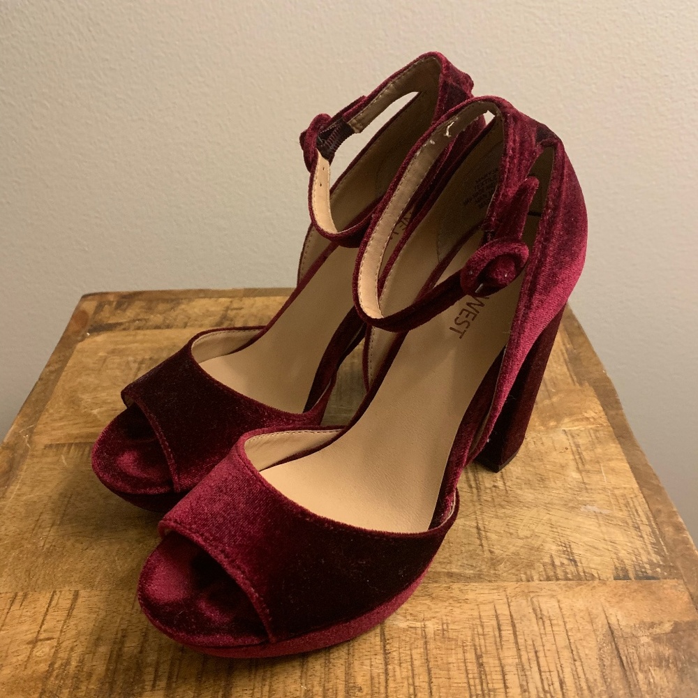 Nine West Velvet Platform Sandals
